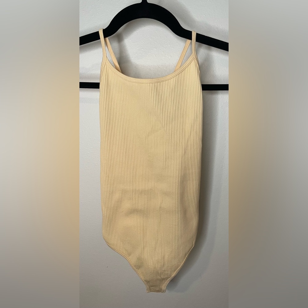 Mono B Cream Ribbed Bodysuit